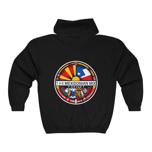 The Mexidonian Mix Podcast Hoodie Design Flags | Unisex Heavy Blend™ Full Zip Hooded Sweatshirt