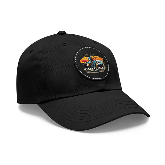 Donkeyman Records Logo Hat Design | Dad Hat with Leather Patch (Round)