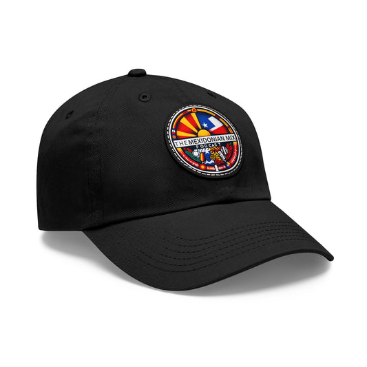 The Mexidonian Mix Podcast Hat Design Flags | Dad Hat with Leather Patch (Round)